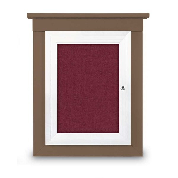 72"x48" 3-Door Enclosed Letterboard, Header, Green Felt/Cherry